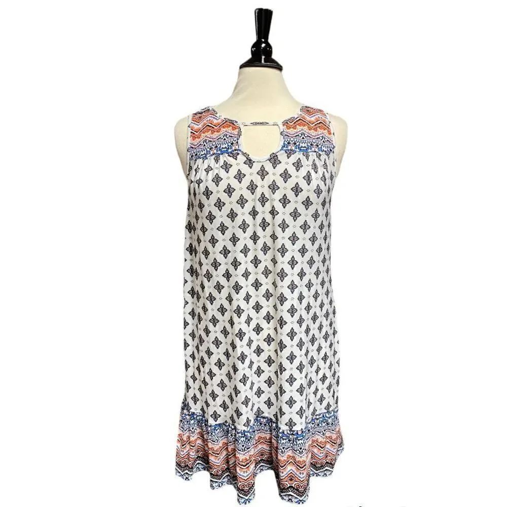 Fever Blue Multi Sleeveless Baby Doll Dress Size Small